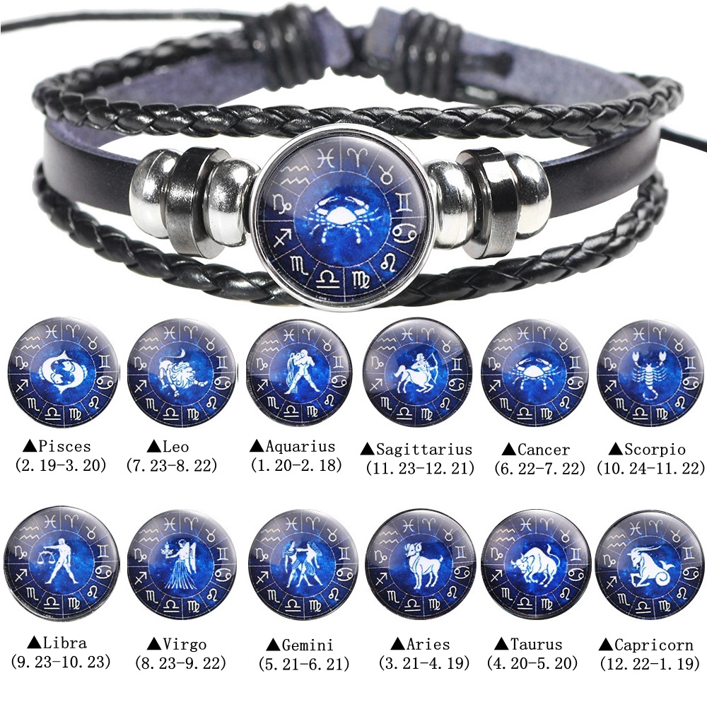 Blue 12 Zodiac Sign Adjustable Bracelet Women Men Braided Shopee
