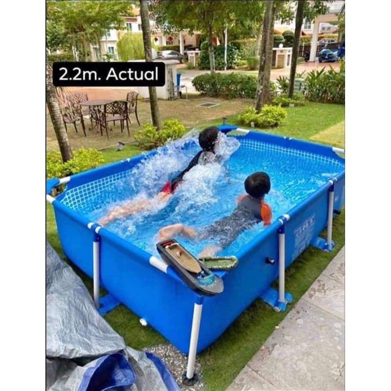 INTEX 2.2M RECTANGULAR STEEL FRAME POOL with FREEBIES! Shopee Philippines
