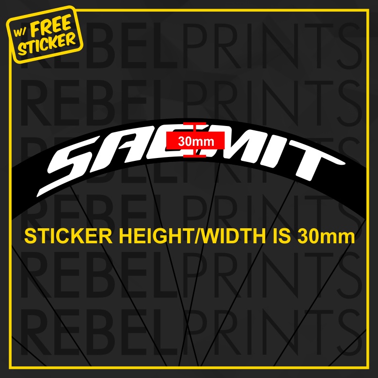 SAGMIT (8 or 12 pcs) 700c 30mm Wheel Rim Sticker Decal Vinyl for Road ...