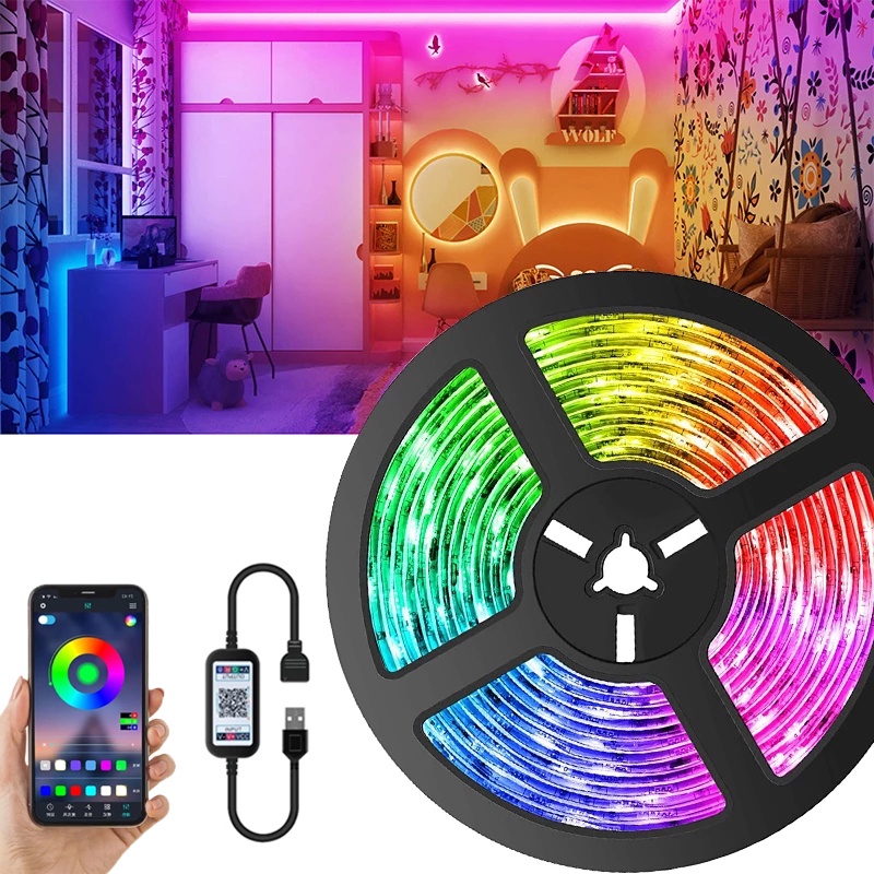 USB 5V Bluetooth RGB LED Strip Light SMD5050 0.5M 1M 2M 3M 4M 5M Diode ...