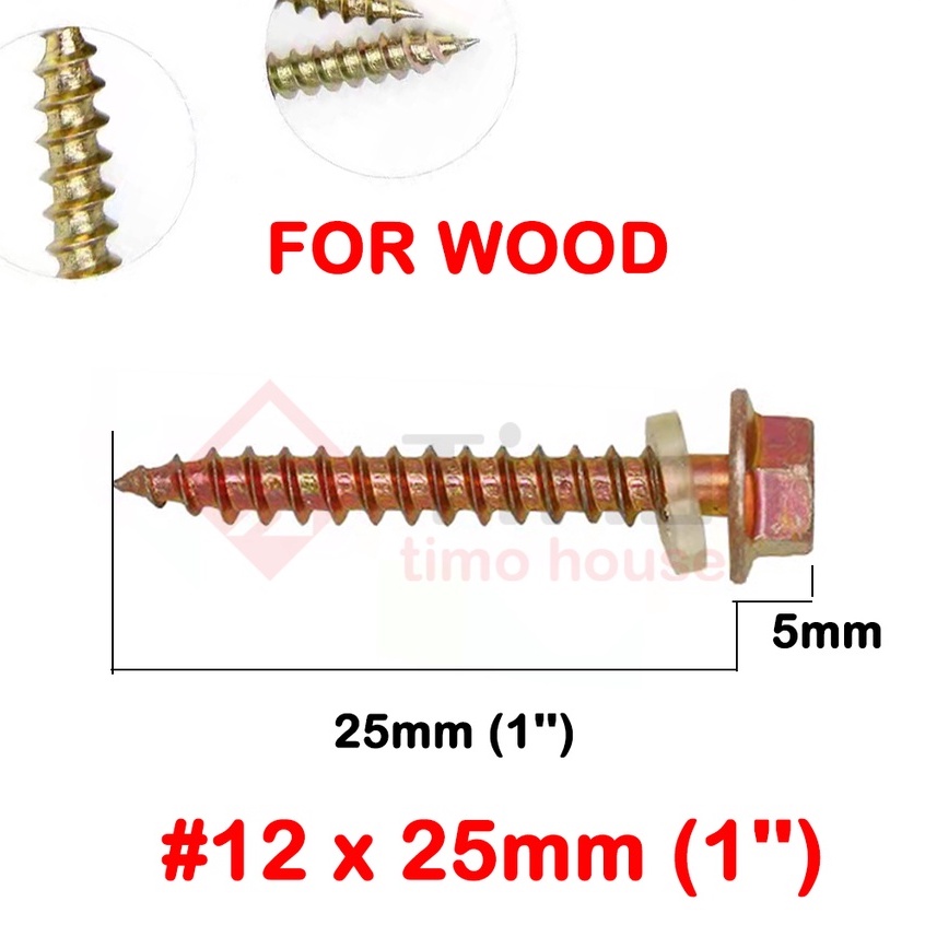 COD 100PCS Tex Screw For Wood Roof Screw Wood Job Screw 1inch 1 1/4,1 3