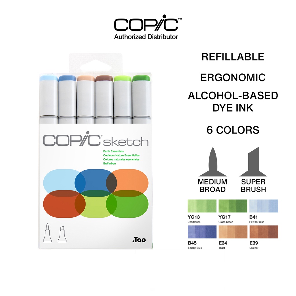 Copic Sketch Marker 6 Colors Earth Essentials | Shopee Philippines