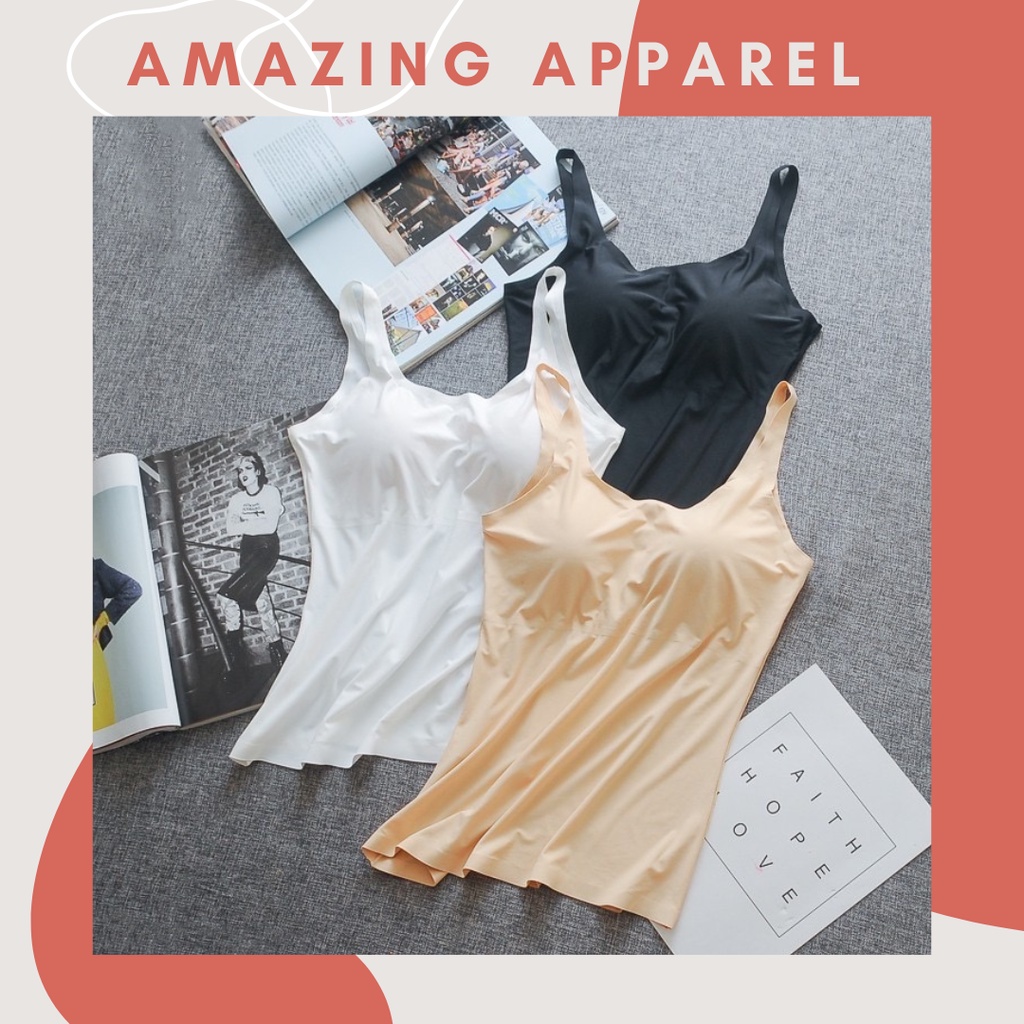 Ice Silk Stretchable Seamless Sando with Removable Foam Shopee