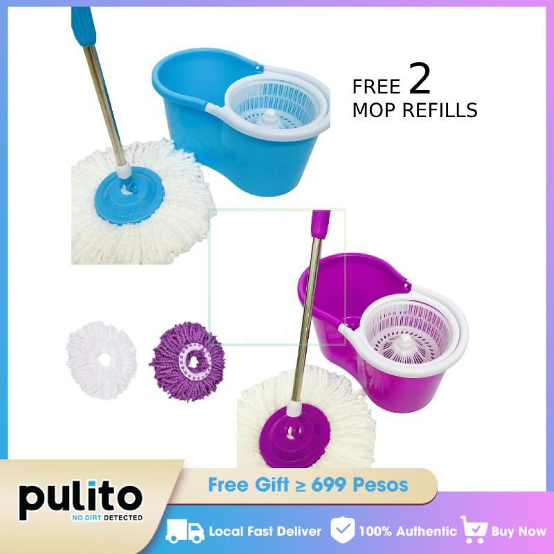 【Available】360° Spin Mop With Bucket Dual Mop Heads Floor Cleaning