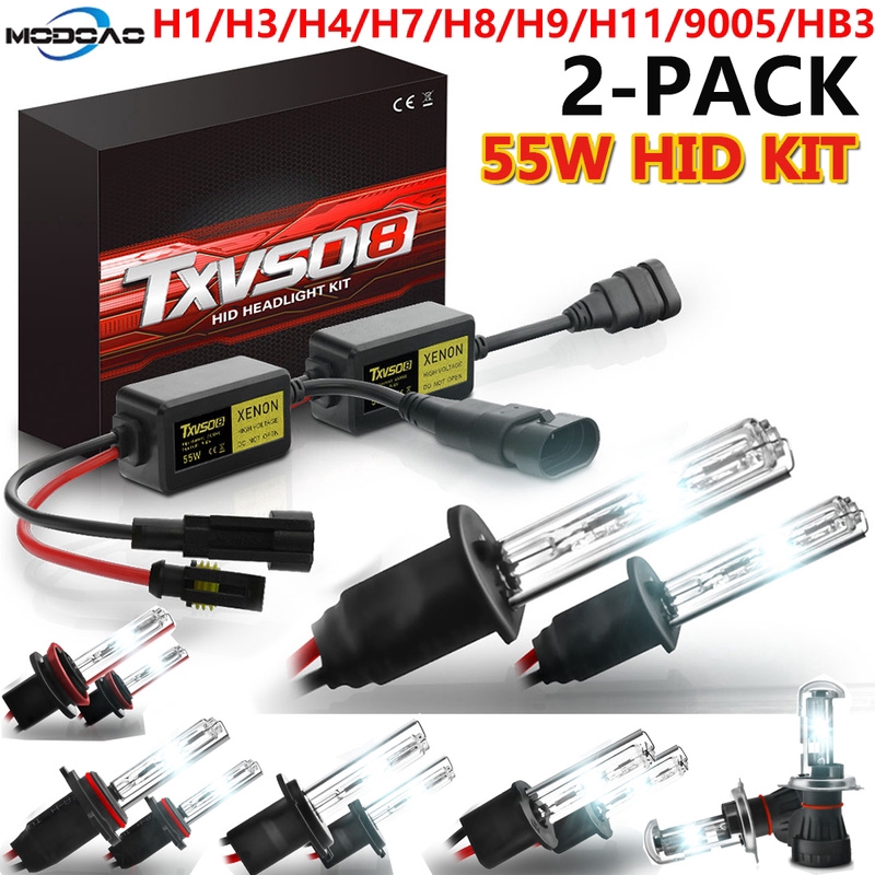 Xentronic 55W AC HID CANBUS Conversion Kit – 9005 9006 H1 H3 H4 H7 H11, Multiple Color Temps, 36mo Warranty