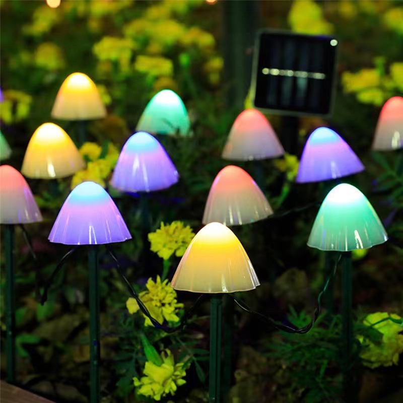 led solar powered outdoor mushroom string led lights mini solar ...