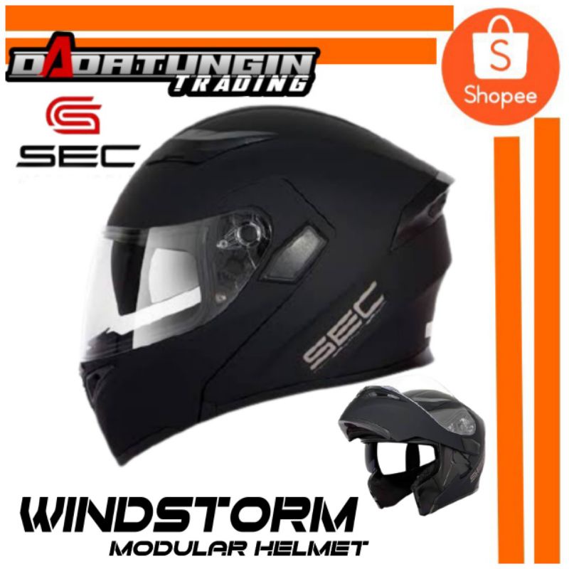 Windstorm V2 Sec Helmet Modular Dual Visor SEC Windstorm Plain