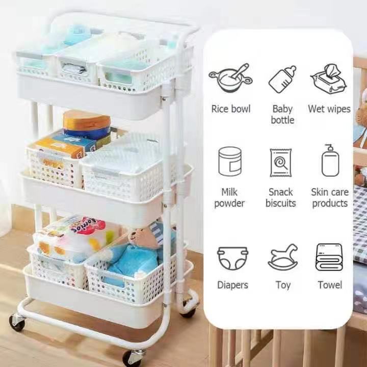 3 Tier Kitchen Utility Trolley Cart Shelf Storage Rack Baby Stuff