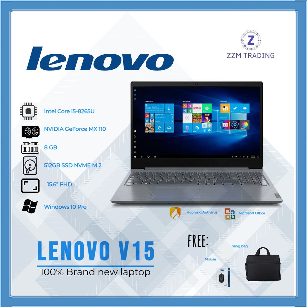 Lenovo V15 Laptop, Intel Core GB RAM, 512G SSD, NVIDIA GeForce MX110 GB  Inch