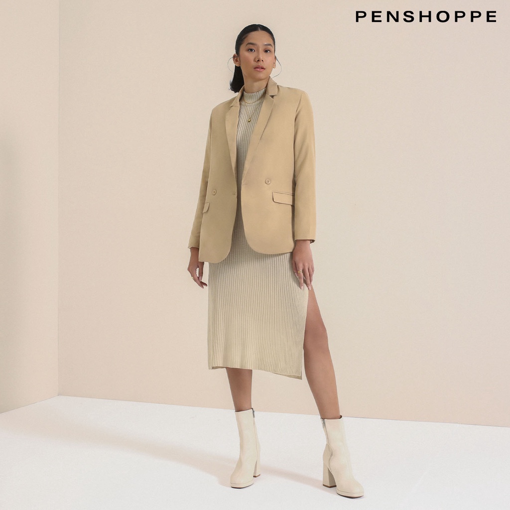 Penshoppe Dress Code Flat Knit Mock Neck Dress For Women (Sand ...