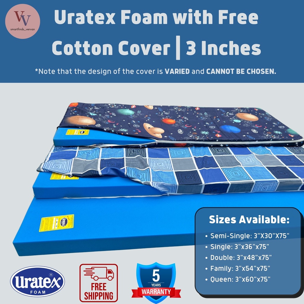 ORIGINAL URATEX FOAM (3 INCHES KAPAL) with FREE COTTON COVER | Shopee ...