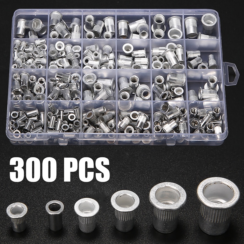 300pcs/kit Aluminum Rivet Nuts Flanged Type With Ribs Fastening Rivet ...