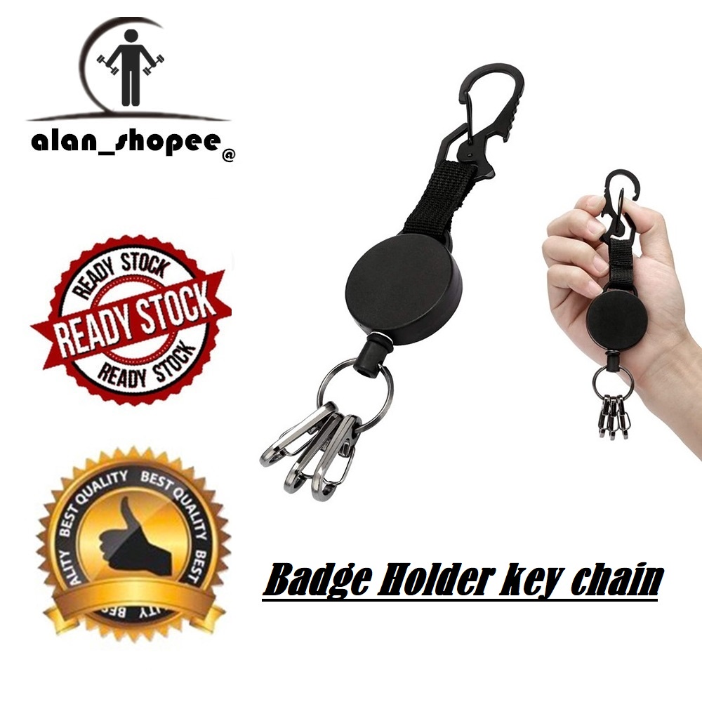Retractable Keychain - Heavy Duty Badge Reel Retractable Lanyard ID Badge  Holder with Clip Carabiner Keychain