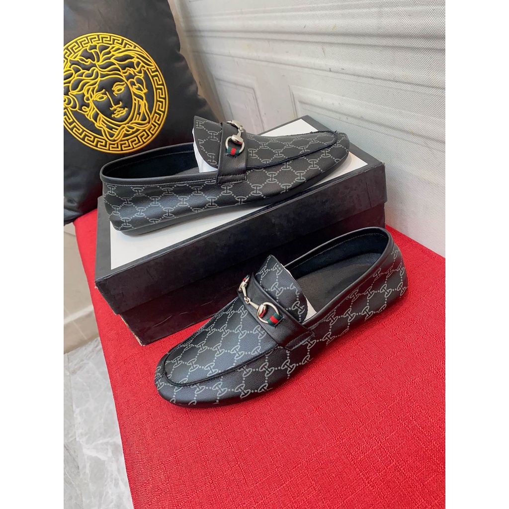 Gucci Luxurious Fashion Men Casual Four Seasons leather shoes Black