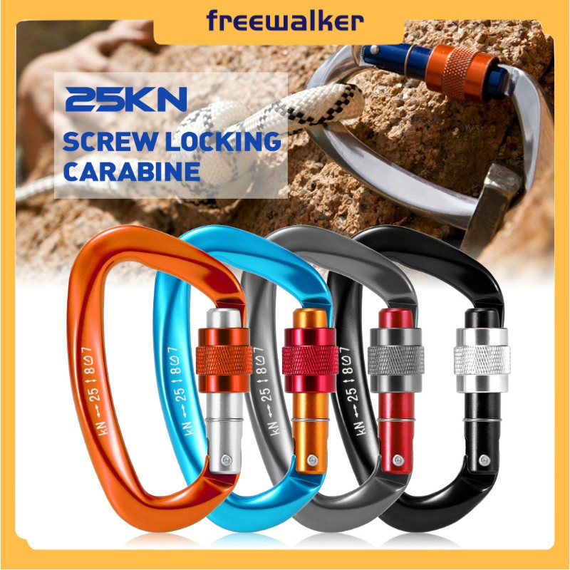 [COD] 25KN Screw Locking Gate Carabiner Heavy Duty D-shape Buckle Pack ...