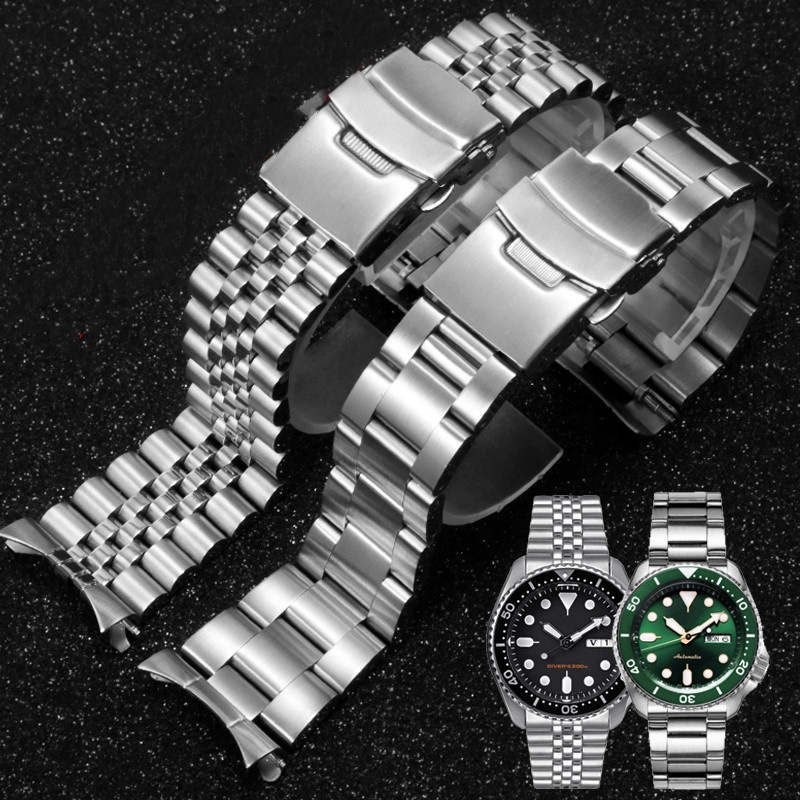 Solid Jubilee Bracelet Curved End 316L Stainless Steel Watch Band for Seiko Men Watch Accessory 18 19 20 21 22 23 24mm