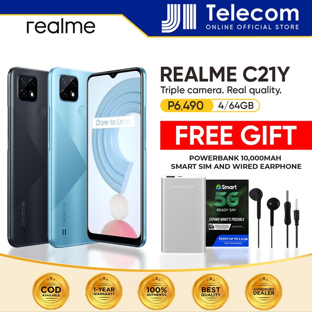 Realme C21Y 4 + 64GB w/FREEBIES | Shopee Philippines