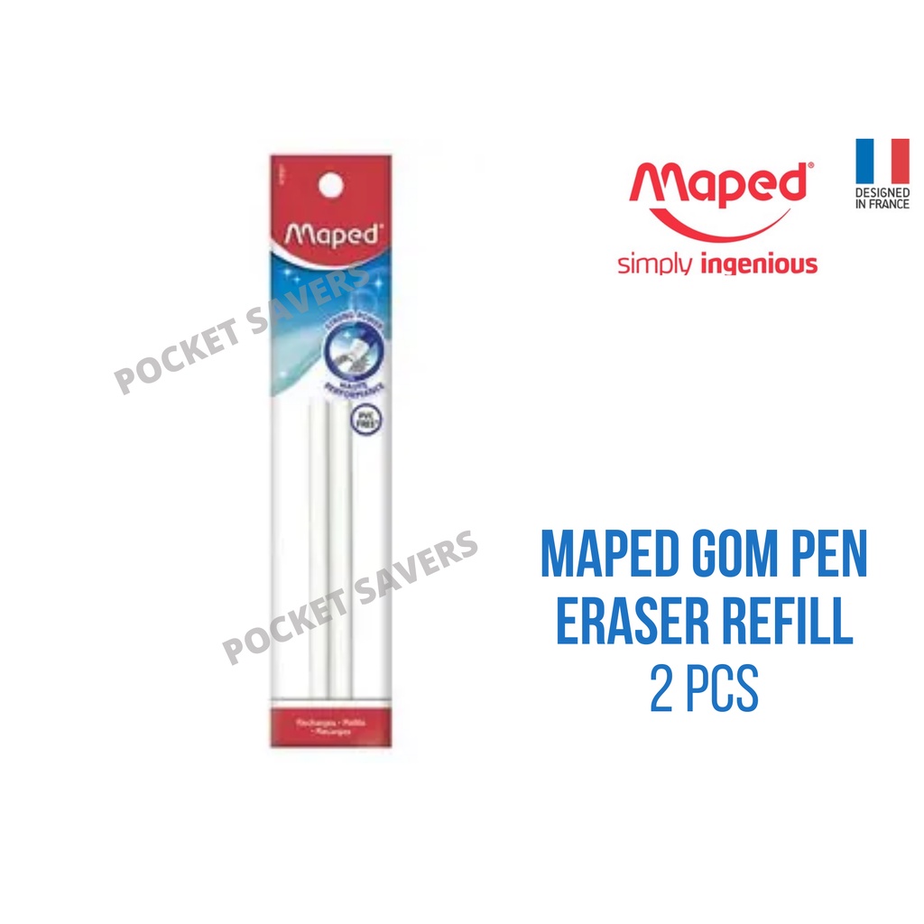 MAPED Gom Pen Eraser Refill (2 Pieces, PVC and Phthalate Free, Minimal