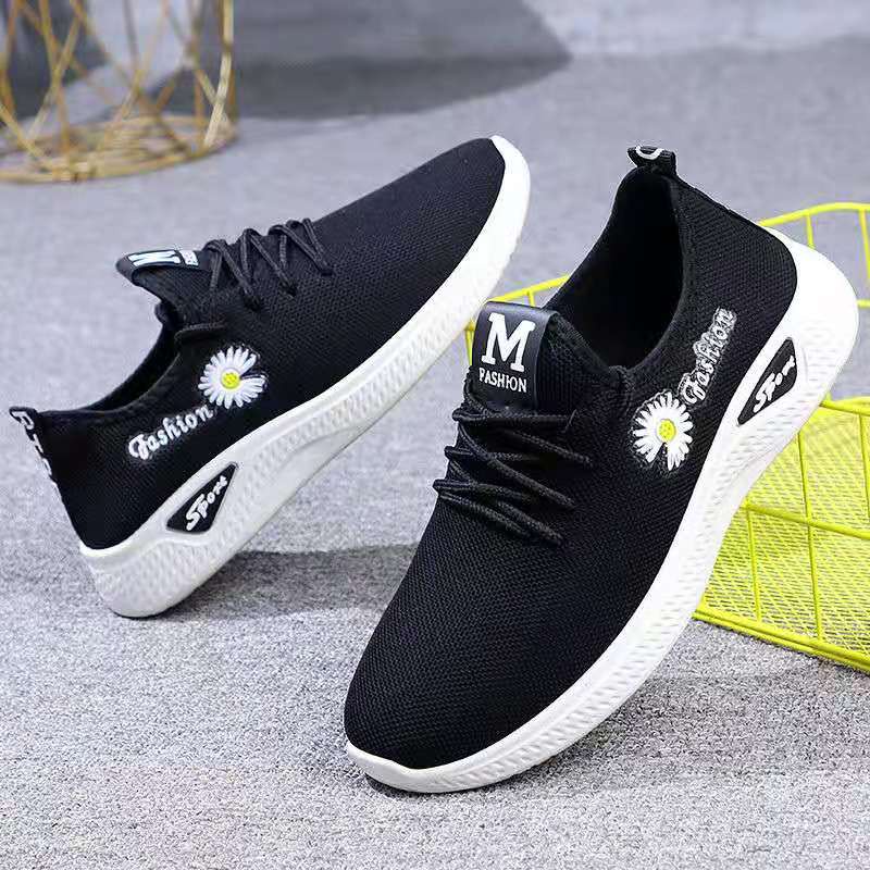 Hot sale women's shoes breathable sneakers with lace-up rubber sole ...