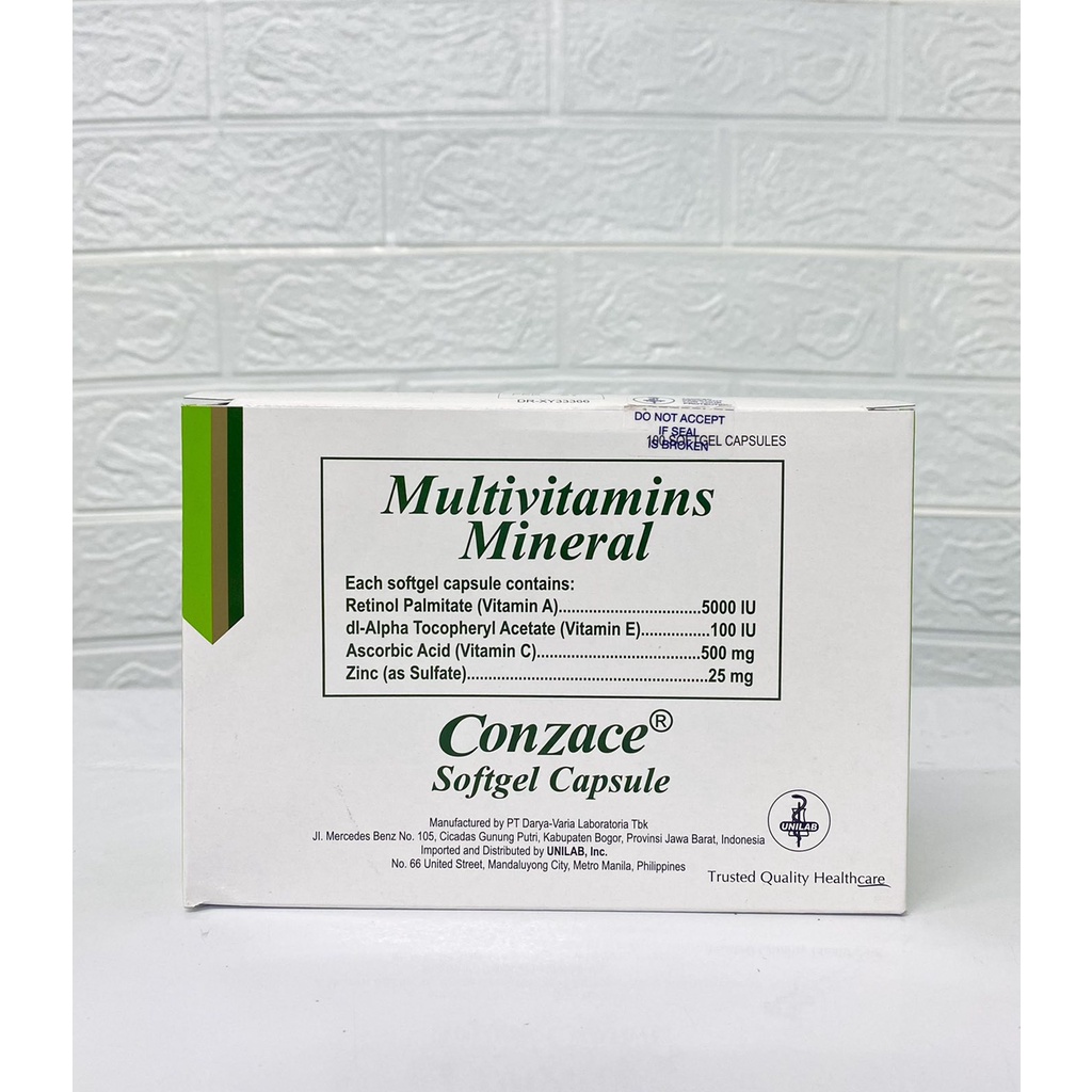 Conzace Multivitamins + Minerals by 30's/Box of 100's Medic One