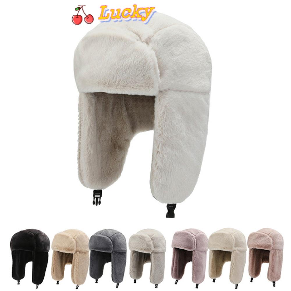 LUCKY Women Men Russian Ushanka Windproof Winter Hat Bomber Hat Warm ...