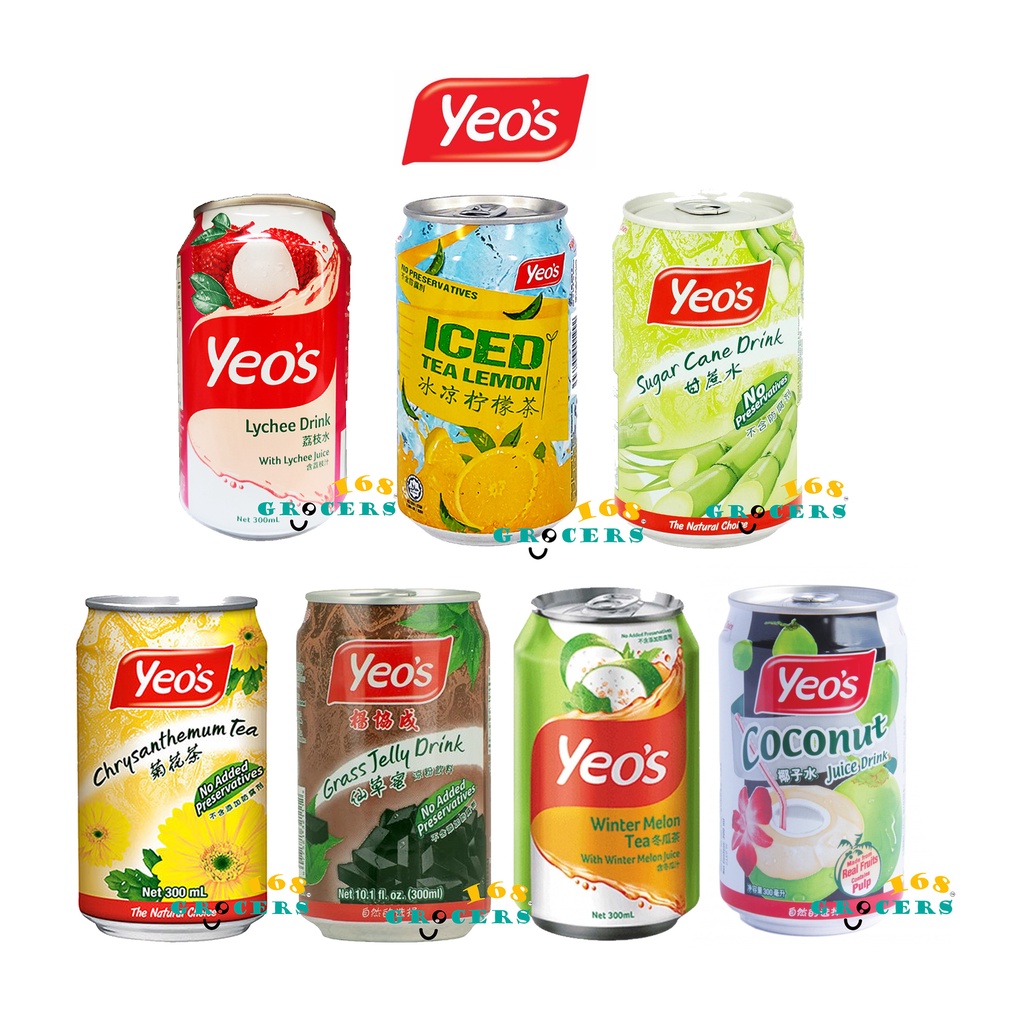 Yeo's (Singapore) Assorted Can Juice Drinks Lychee / Sugarcane / Iced Tea / Wintermelon 300mL