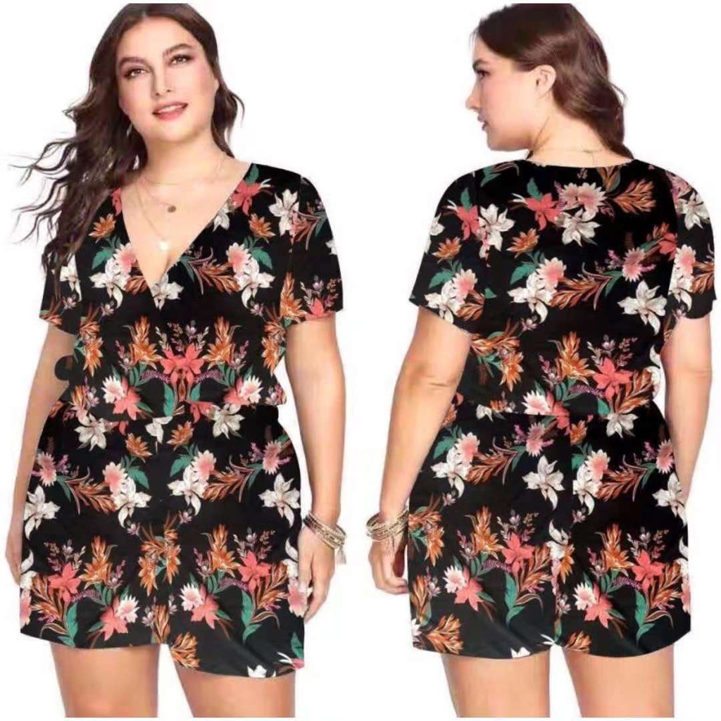 D#6879 Plus Size Jumpshort Floral Rompers XL Big Size Jumpsuit | Shopee ...
