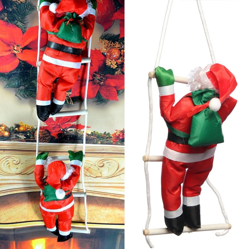 New Christmas Santa Claus Climbing On Rope Ladder Xmas Trees Hanging Ornament For Party Door 2323