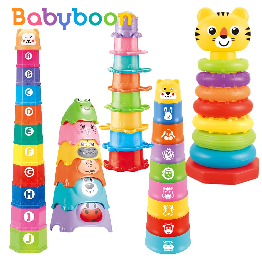 Rainbow Baby Stacking Cups Montessori Stackable Nesting Cups, Bath Toys