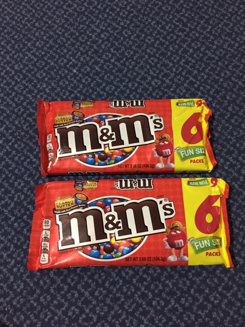 2) M&M Funsize 3.68 Oz 6 Pk Peanut Butter Chocolate. 12 packs