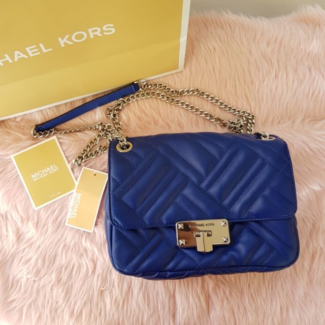 MICHAEL KORS Peyton Medium Leather Bag in Cobalt Shopee Philippines