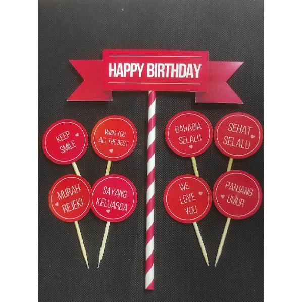 MERAH Red Happy Birthday Cake Topper/Cake Decoration | Shopee Philippines