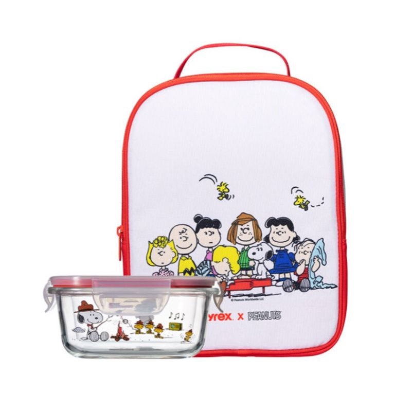 Pyrex Snoopy Square Glass Storage (510ml) with Cover and Bag | Shopee ...