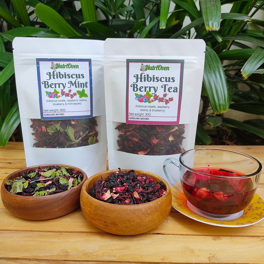 HIBISCUS BERRY / MINT TEA Roselle Blueberry Raspberry Raisins Loose ...