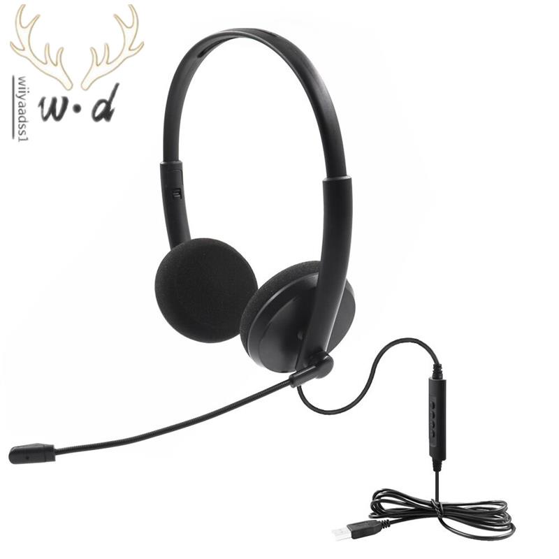 USB Call Center Headset with Noise Cancelling Mic for PC Home