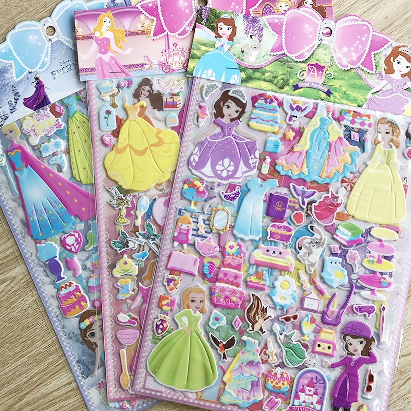 3D embossed stickers to change princess Elsa, Sopia, Mermaid outfits ...