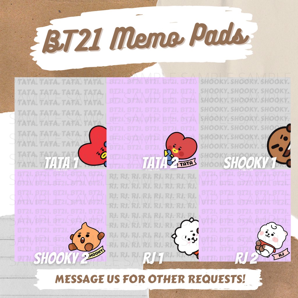 BTS BT21 Characters Memo Pads | Shopee Philippines