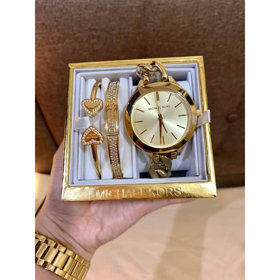 Kors Runway Twist Michael Kors Mk 3149 US Grade, MK Set, MK Slim Twisted  Watch With Bangles