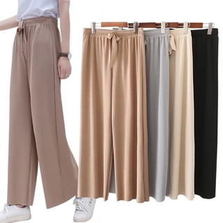 hqucloo-Womens Korean Style High Waist  Oversized  Knit Cotton Silk Square Pants WideLeg Pants