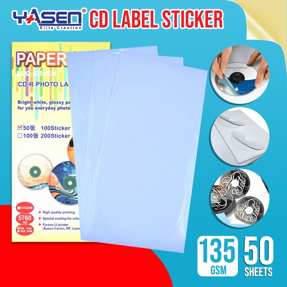 50 Sheets 100 Label Blank CD DVD Labels Wedding CD/ DVD Sticker CD ...