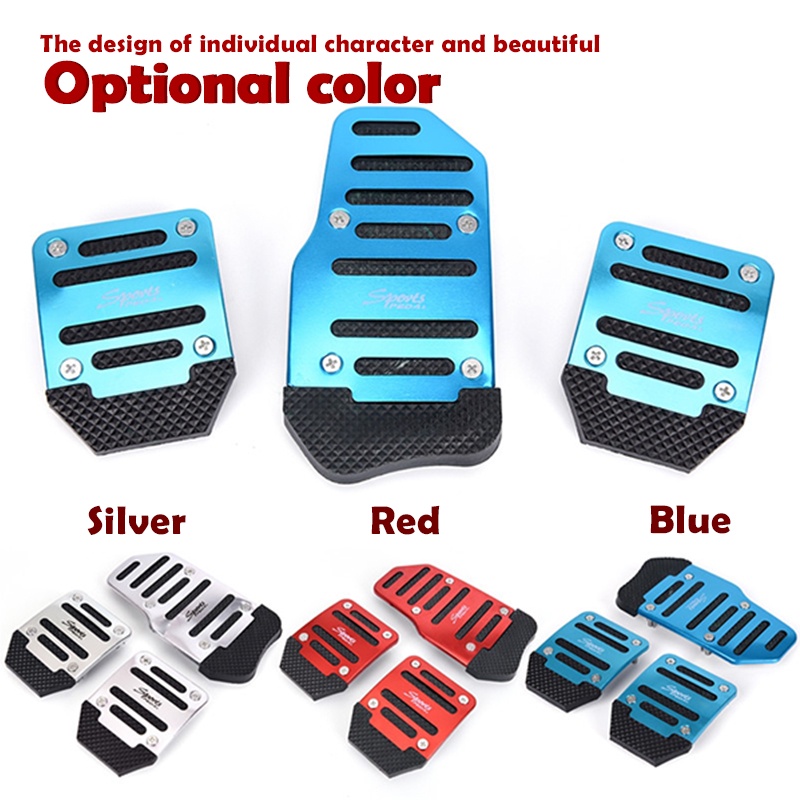 3Pcs Manual Car Pedal Pad Universal AntiSlip Brake and Gas Accelerator