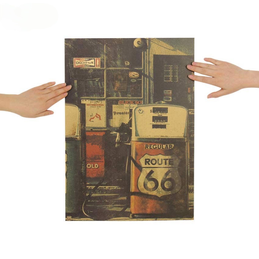 DLKKLB United States Route 66 Gas Station Wall Sticker Retro Nostalgia ...