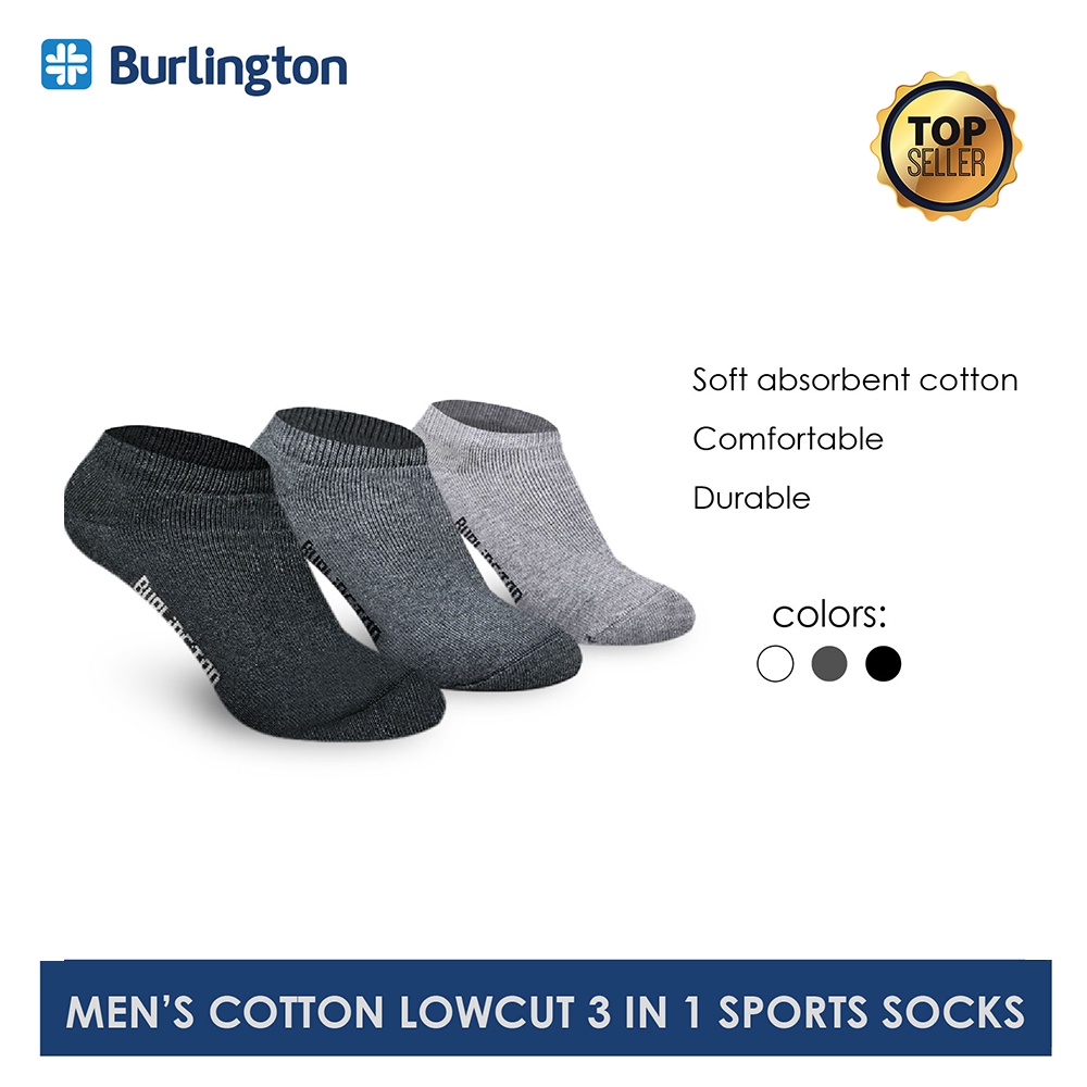 Burlington Men's Cotton Thick Sports Low Cut Socks 3 pairs in a pack ...