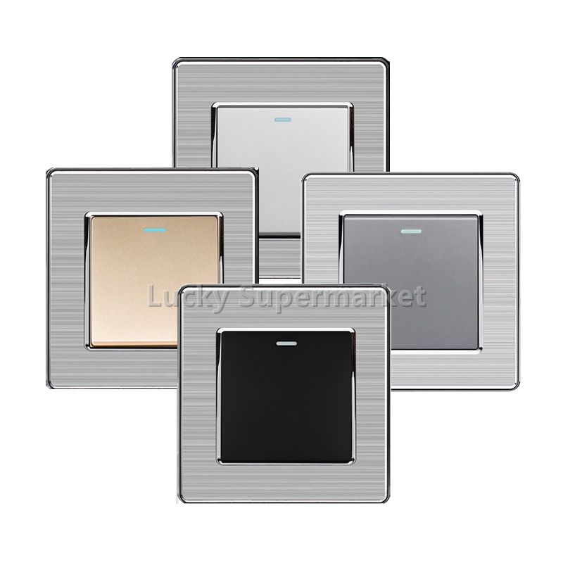 1 2 3 4 Gang 3 Way Luxury Light Switch Push Button Wall Switch Four color stainless steel