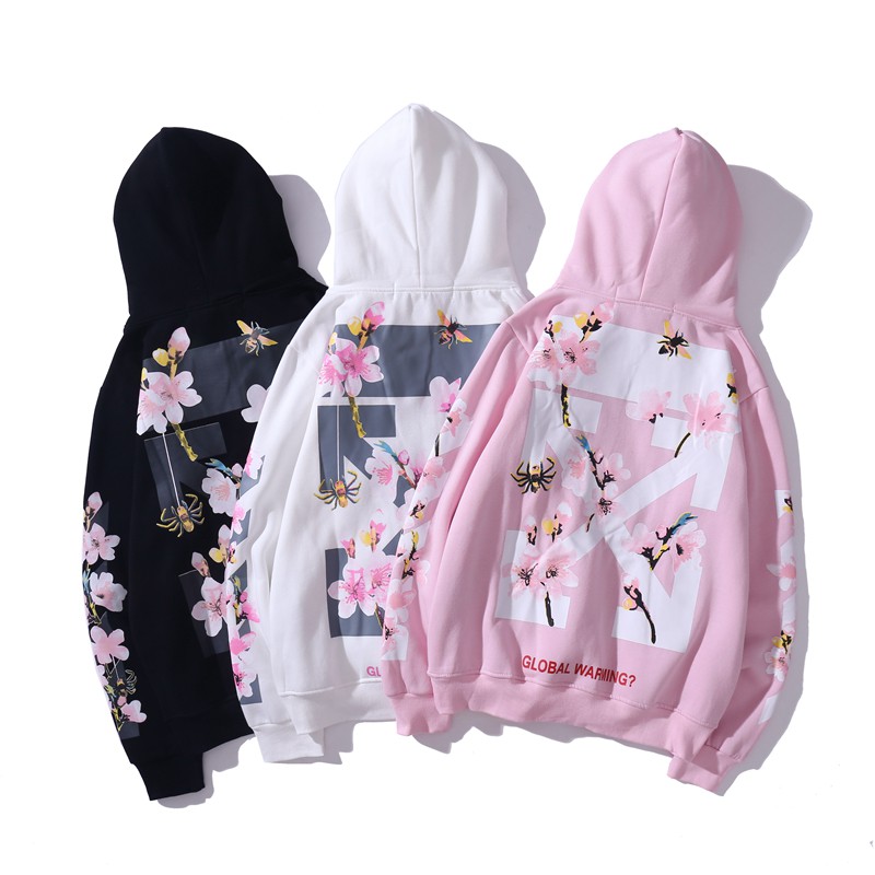 Off white cherry discount blossom hoodie mens