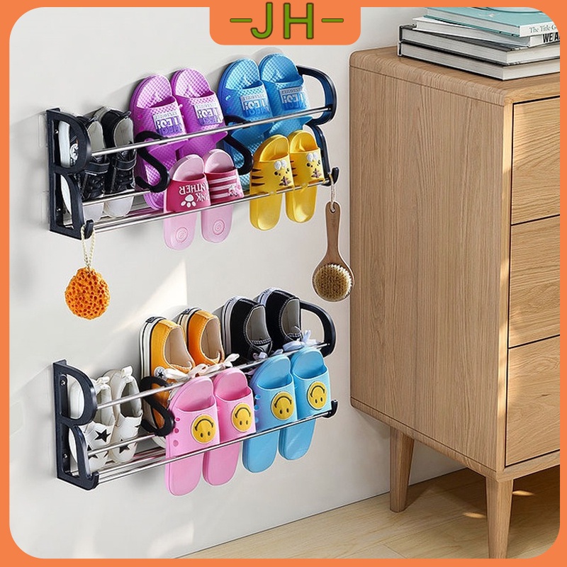 Wall Mounted Slipper Shoe Organizer Shoes Shelf Cabinet Space Saving Shoe  Storage Rack Self-adhesive
