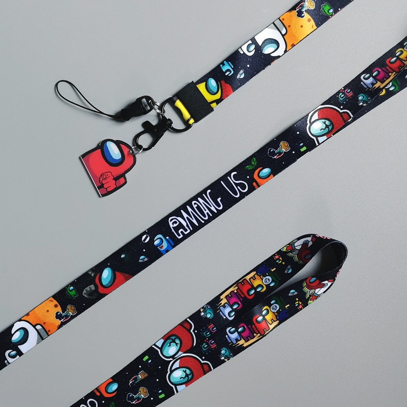 Among us Game Flexible Spike Cartoon Lanyard Phone Long Neck Work Rope ...