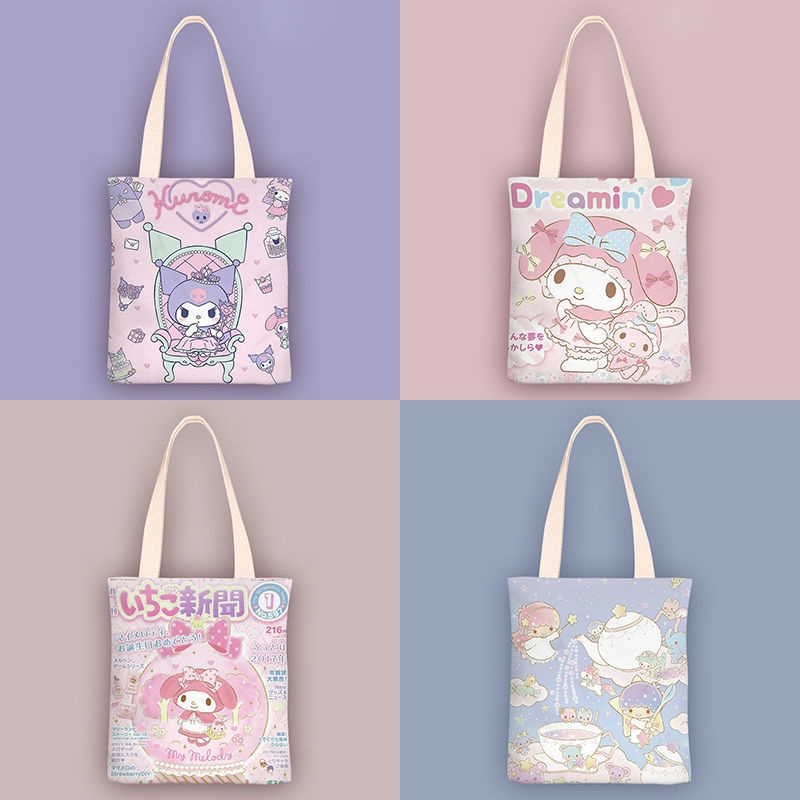 Sanrio Canvas Bag Melody cinnamoroll Cartoon Image Canvas Bag Portable ...