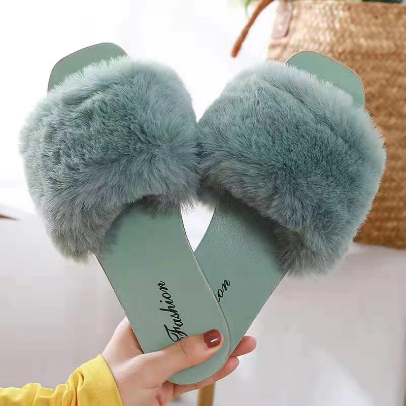 988 (Add one size) on new hairy slippers for women's fashionable ...