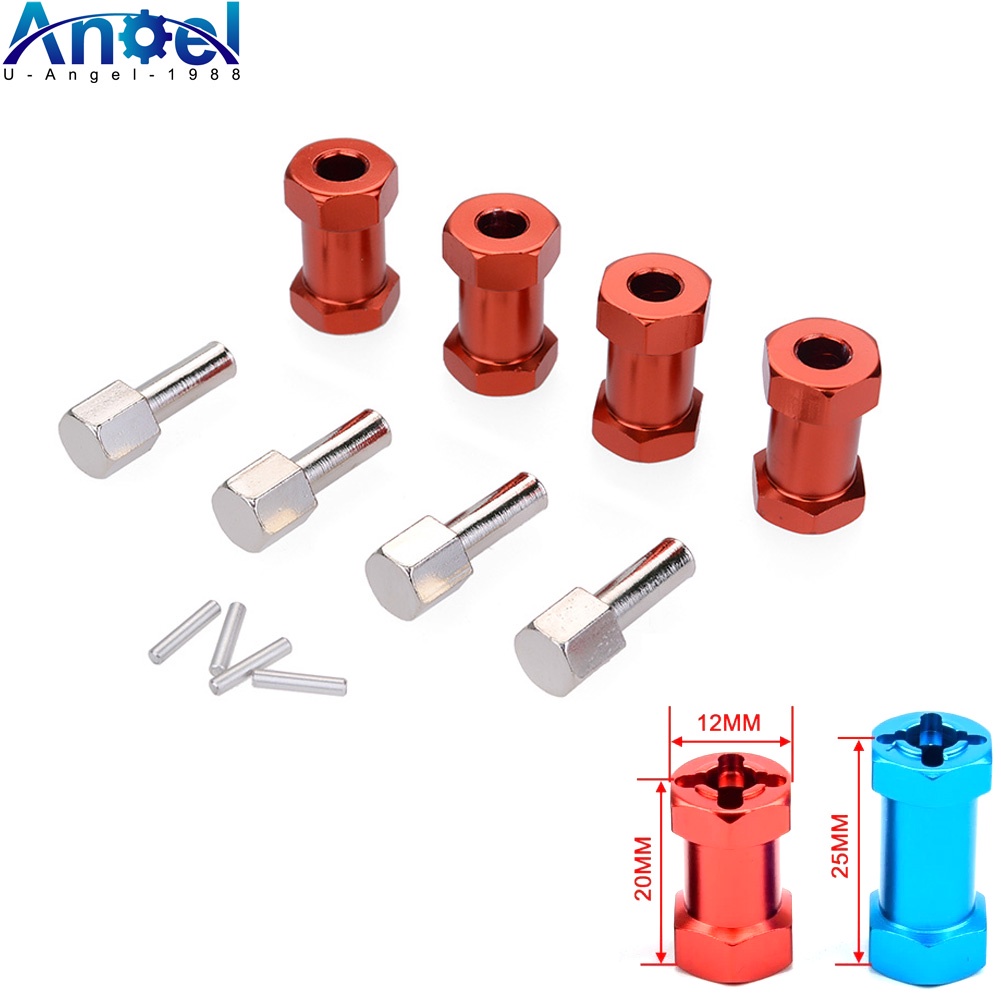 4pcs Aluminum 12mm Hex Wheel Hub Drive Adaptor 20/25mm Extension